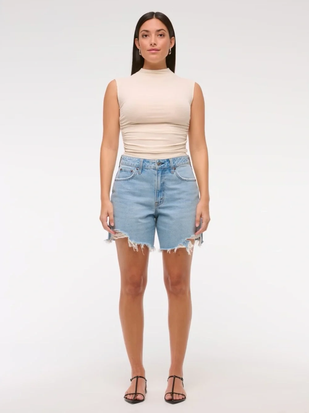 Abercrombie & Fitch Curve Love High Rise Loose Denim Short